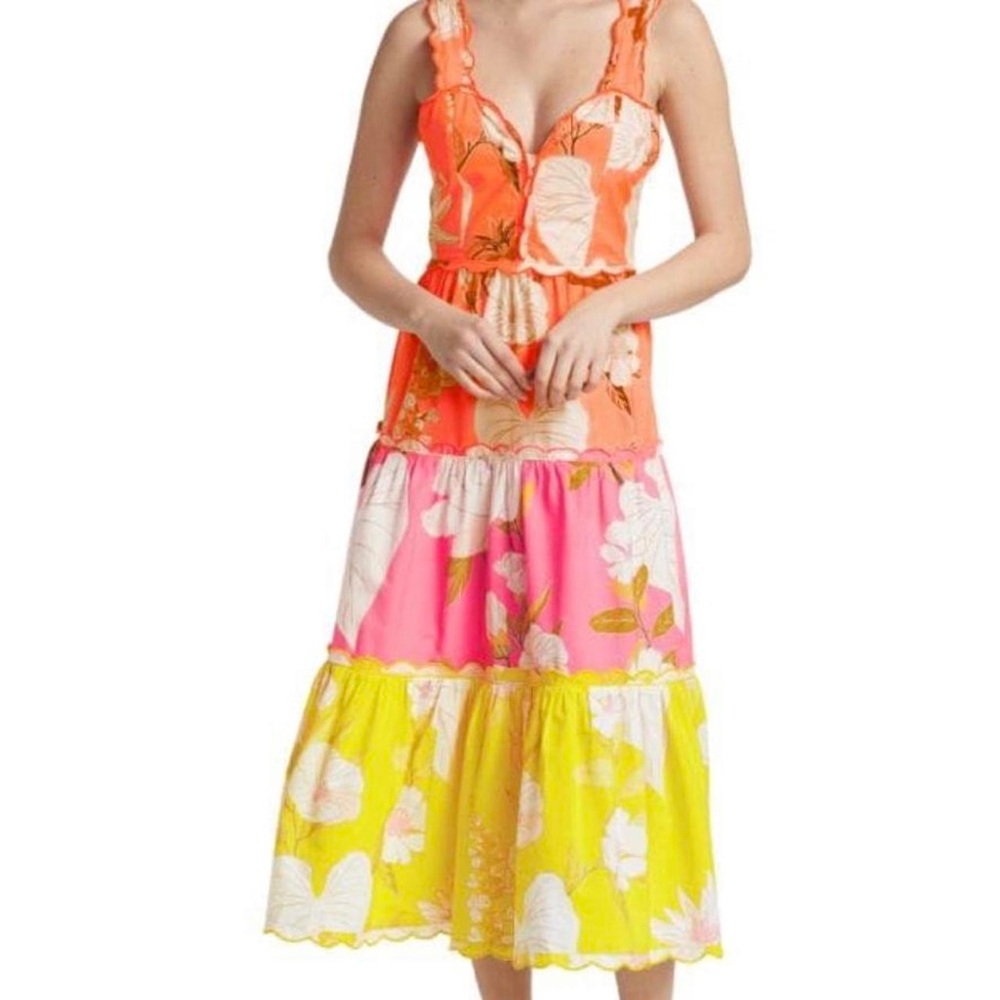 FARM Rio neon garden tiered dress